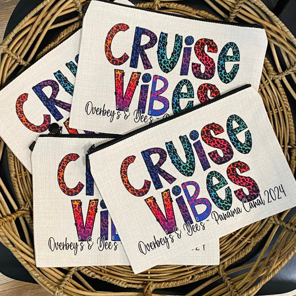 Cruise Vibes Personalized Bag, Cruise Travel Bag, Cruise Gift, Cruise Makeup Bag, Cruise Travel Bag, Cruise GIft Bag, Cruise Girls Trip