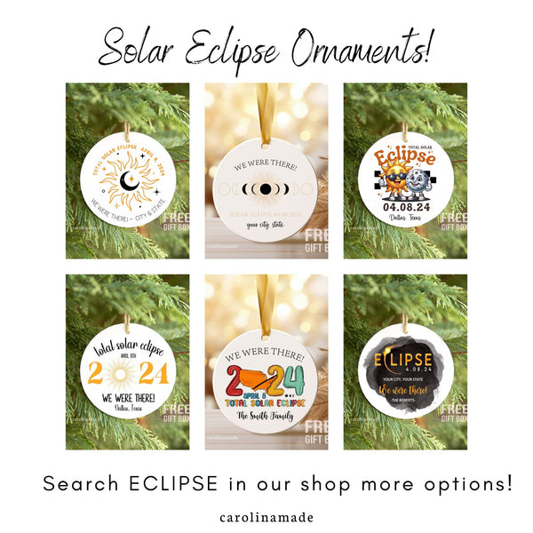 Total Solar Eclipse 2024 Ornament, Solar Eclipse Party, Eclipse 2024 Souvenir, April 8 2024, Eclipse Gift, Solar Eclipse Christmas Ornament