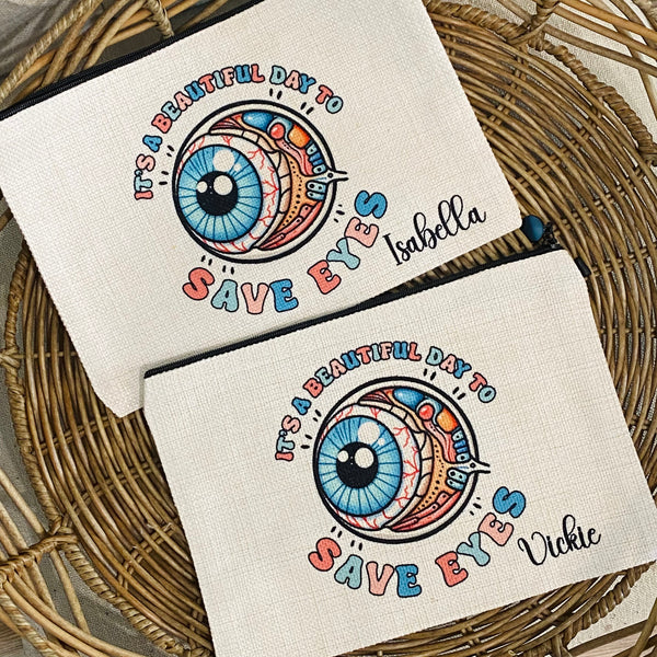 Personalized Ophthalmologist Makeup Bag, Ophthalmology Bag, Custom Ophthalmic Technician Gift Wristlet, Staff Gift Ideas, Eye Doctor Gift