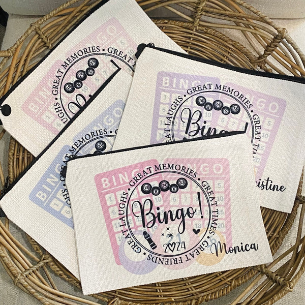 Personalized Bingo Bag, This is my Bingo Bag, Personalized Gift for Bingo Lover, Linen Wristlet, Gift for Bingo Player, Bingo Accessories