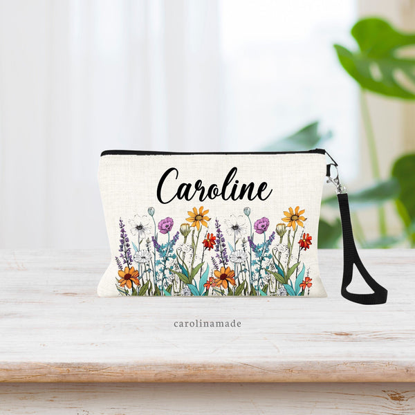 Bright Colorful Wildflowers across the bag with name personalized on top