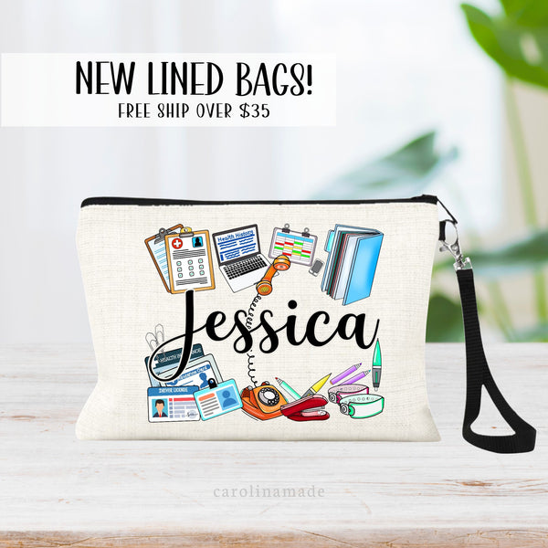 Medical Administrator Gift, Hospital Admissions Personalized Bag, Medical Records Gift, Doctors Office Front Office Staff Gifts, Makeup Bag