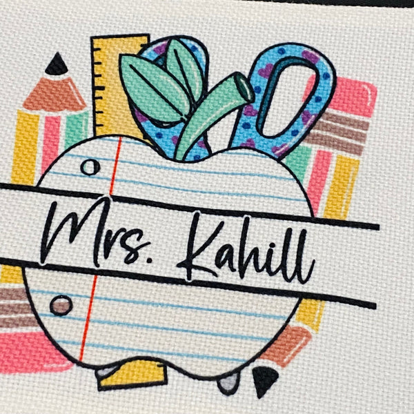 Personalized Teacher Zipper Pouch, Teacher Cosmetic Bag, Teacher Appreciation Week Gift, Teaching Gifts, End of School Gift