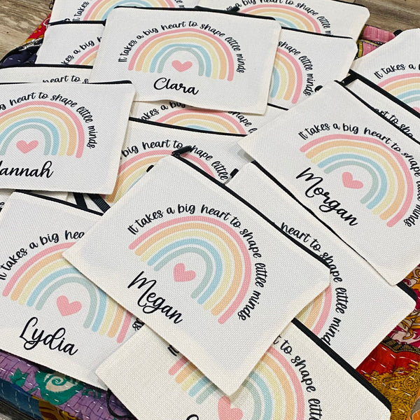 Personalized Teacher Gift, It takes a big heart Zipper Pouch, End of School Gift, Teacher Appreciation Week Gift, Teaching Gifts