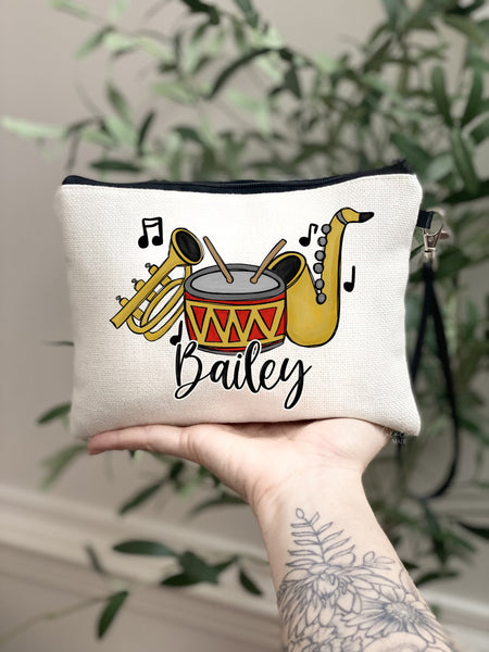 Band Gift, Band Makeup Bag, Personalized Band Member Gift, Band Zipper Pouch, Band Gift Ideas, High school Band, Marching Band, Travel Bag