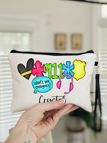 911 Dispatcher Bag, Personalized Dispatcher Gift, 911 Operator Gift, First Responder Gift, Appreciation Dispatcher Gift, Dispatch Makeup Bag