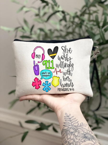 Personalized 911 Dispatcher Bag, Christian Dispatcher Gift, Proverbs 31:13, 911 Operator Gift, First Responder Gift, Appreciation Gift Ideas