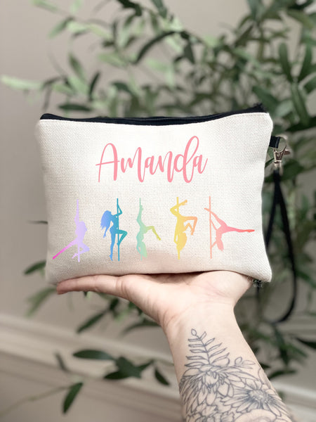 Pole Dancer Bag, Personalized Pole Dancing Gift Ideas, Makeup Toiletry Bag, Womens Custom Pole Dancing Class Gifts, Gift for Pole Dancer