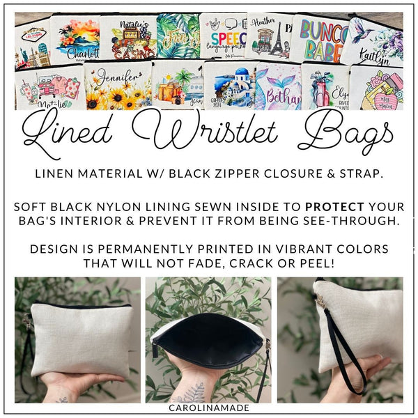 Book Lover Makeup Bag, Personalized Girly Book Bag, Book Lover Linen Wristlet, Reader Gift, Reading Accessory Travel Bag, Book Zipper Pouch