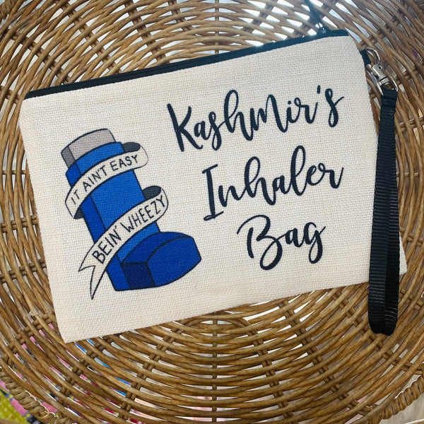 Inhaler Bag, Personalized Asthma Inhaler Pouch, It ain't easy being wheezy Zipper Pouch, Medication Storage Travel Bag, Custom Inhaler Bag