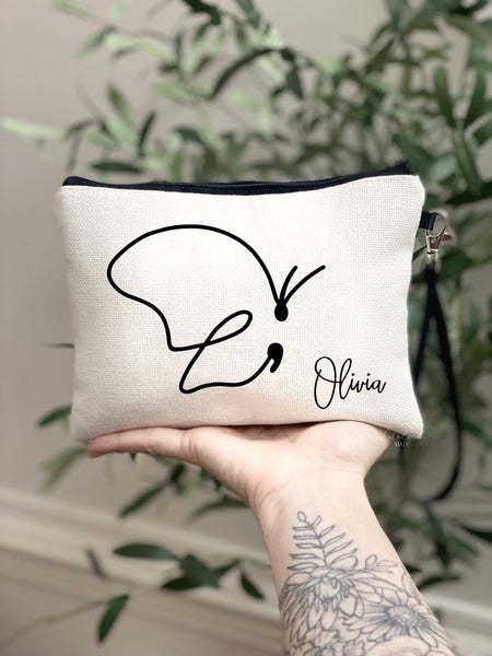Semicolon Butterfly Makeup Bag, Self Love Personalized Wristlet Bag, You matter Suicide Awareness bag, Don't let your story end Gift for Her