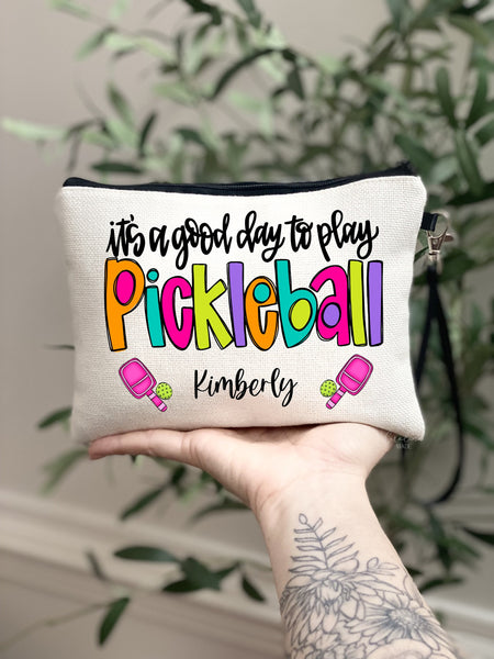 Its a good day to play pickleball, Personalized Pickleball Makeup Bag, Pickleball Team Gift, Pickleball Zipper Pouch, Pickleball Player
