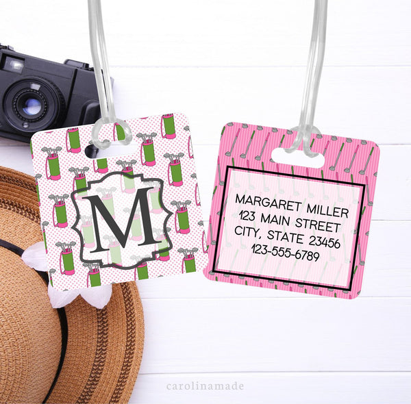 Golf Bag Tag, Womens Golf Bag ID Tag, Golf Accessories, Personalized Luggage Name Tag, Traveler Gift, Gift for Golfer, Girls Golf Bag Tag