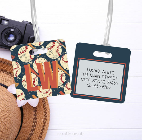 Baseball Bag Tag, Boys Personalized Baseball ID Tag, Vintage Baseball Bag Accessories, Baseball Luggage Name Tag, Gift for Baseball Player