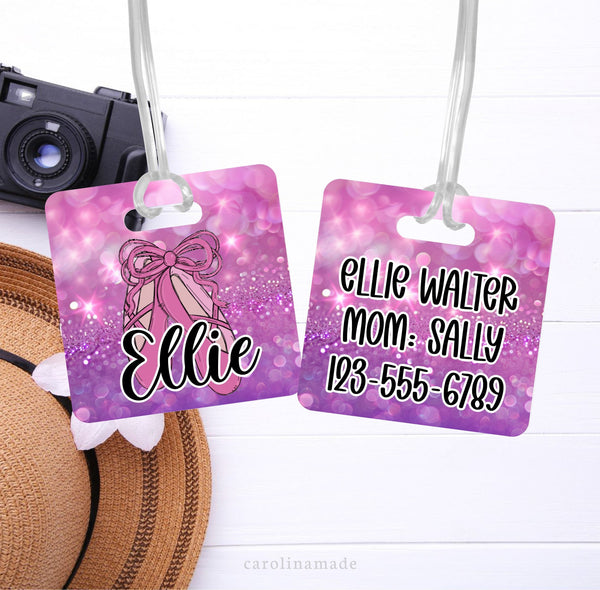Dance Bag Tag, Girls Personalized Ballet ID Tag, Dance Team Accessories, Dance Luggage Name Tag, Gift for Dancer, Ballerina Dance Team Gift