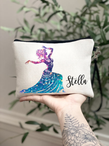 This linen wristlet features your choice of four colorful belly dancing graphics. And is personalized with your name next to it.