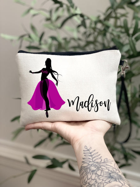 Belly Dancer Bag, Personalized Belly Dancing Gift Ideas, Makeup Toiletry Bag, Womens Custom Belly Dancing Class Gifts, Gift for Belly Dancer