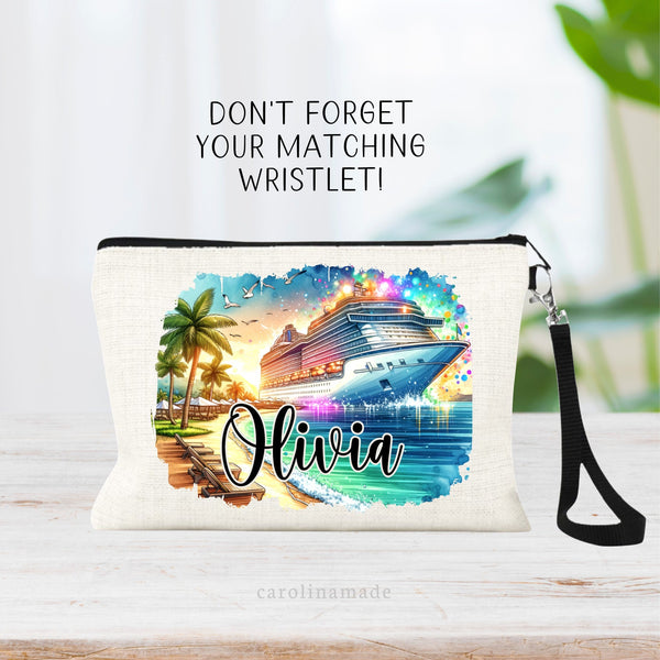 Matching Cruise linen zipper pouch also available for a fun cruise set!