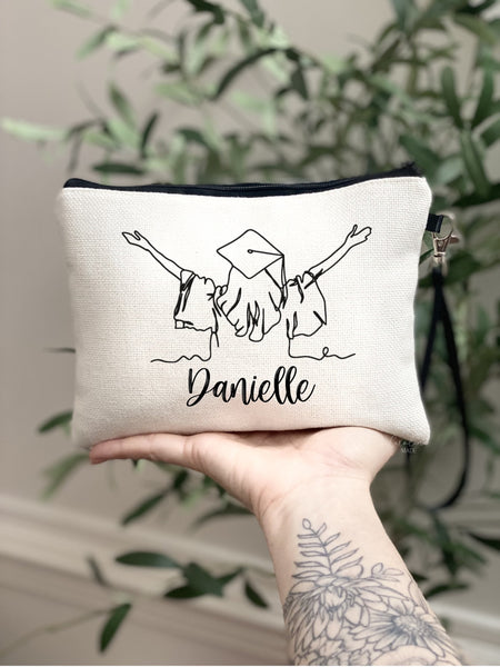 Girls Graduation Gift Ideas, Personalized Graduation Bag, High School Graduation Gift, Custom School Colors Senior Makeup Bag, Senior Gifts