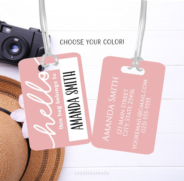 Hello This Bag Belongs To Personalized Luggage Tag, Travel Bag Accessories, Custom Luggage Name Tag, Girls Trip, Kids Luggage Bag Tag
