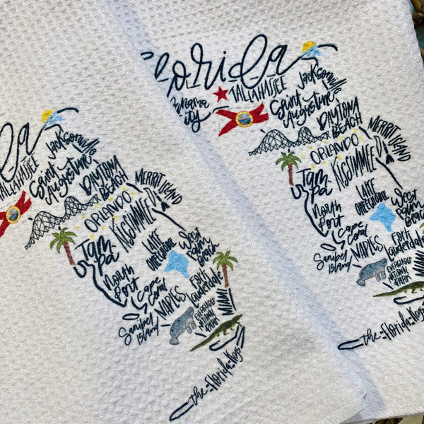Florida Hand Towel, Florida Kitchen Towel, Florida AirBnb Decor, Florida Vacation Rental Decor, Rental Home Towel, Florida State Gift Ideas