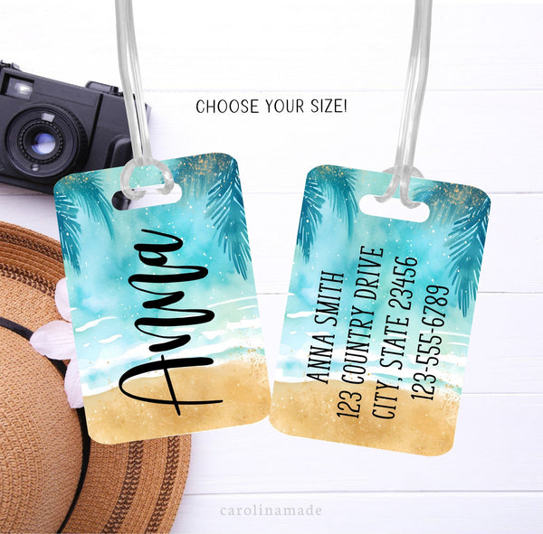 Beach Trip Personalized Luggage Tag, Girls Trip Beach Travel Accessories, Custom Monogram Luggage Name Tag, Traveler Gift, Beach Bag Tag