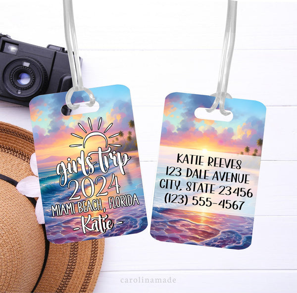 Girls Trip Personalized Luggage Tag, Girls Trip Beach Travel Accessories, Custom Luggage Name Tag, Traveler Gift, family Trip Beach Gifts