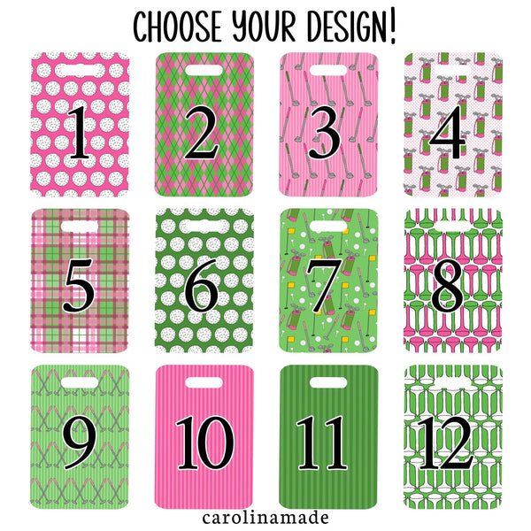 Golf Bag Tag, Womens Golf Bag ID Tag, Golf Accessories, Personalized Luggage Name Tag, Traveler Gift, Gift for Golfer, Girls Golf Bag Tag