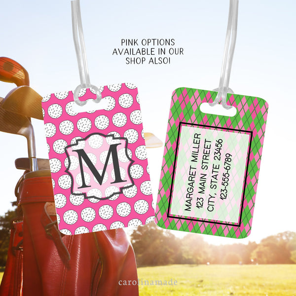 Golf Bag Tag, Womens Golf Bag ID Tag, Golf Accessories, Personalized Luggage Name Tag, Traveler Gift, Gift for Golfer, Girls Golf Bag Tag