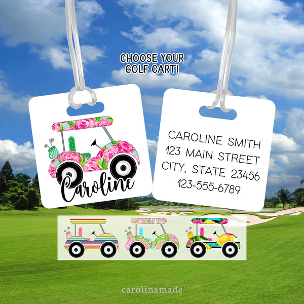 Preppy Golf Cart Bag Tag, Golf Bag ID Tag, Golf Accessories, Personalized Luggage Name Tag, Traveler Gift, Gift for Golfer, Girls Golf Tag