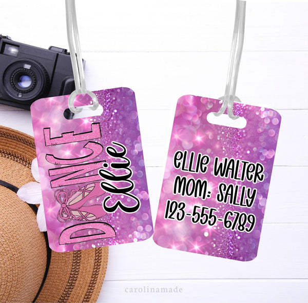 Dance Bag Tag, Girls Personalized Ballet ID Tag, Dance Team Accessories, Dance Luggage Name Tag, Gift for Dancer, Ballerina Dance Team Gift