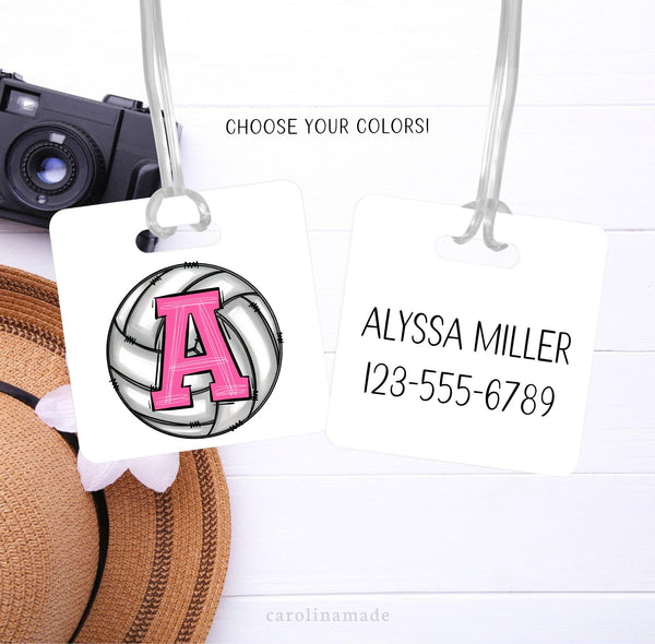 Volleyball Bag Tag, Personalized Volleyball ID Tag, Volleyball Team Accessories, Volleyball Luggage Name Tag, Gift for Volleyball Player