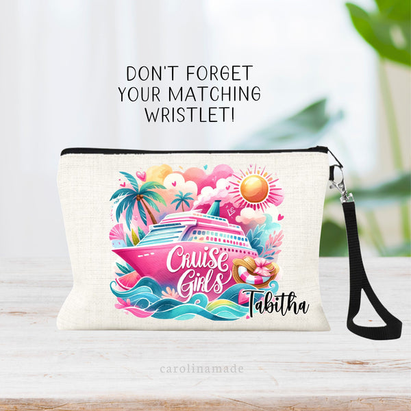 Girls Cruise Personalized Luggage Tag, Cruise Travel Accessories, Custom Name Tag, Traveler Gift, Pink Girly Cruise Luggage Set, Cruise Gift