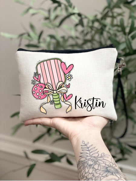 Pickleball Bag, Personalized Picklebal Makeup Bag, Girls Pickleball Zipper Pouch, Pickleball Gift Ideas, Custom Pickleball Toiletry Bag
