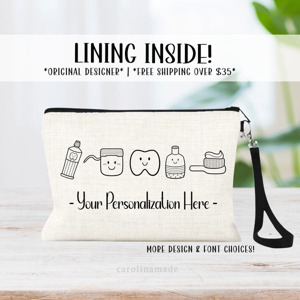Dental Kit Personalized Bag, Kids Braces Zipper Pouch, Orthodontist Company Bags, Braces kit, Dental Bag for Travel and School, Braces Gift