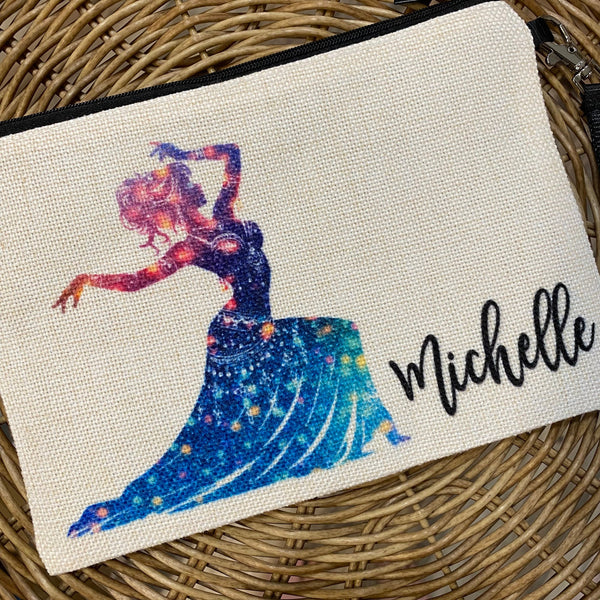 Belly Dancer Bag, Personalized Belly Dancing Gift Ideas, Makeup Toiletry Bag, Womens Custom Belly Dancing Class Gifts, Gift for Belly Dancer