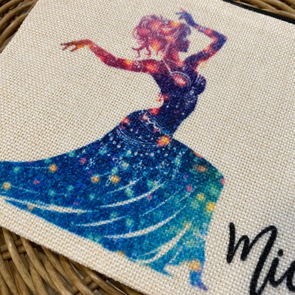 Belly Dancer Bag, Personalized Belly Dancing Gift Ideas, Makeup Toiletry Bag, Womens Custom Belly Dancing Class Gifts, Gift for Belly Dancer