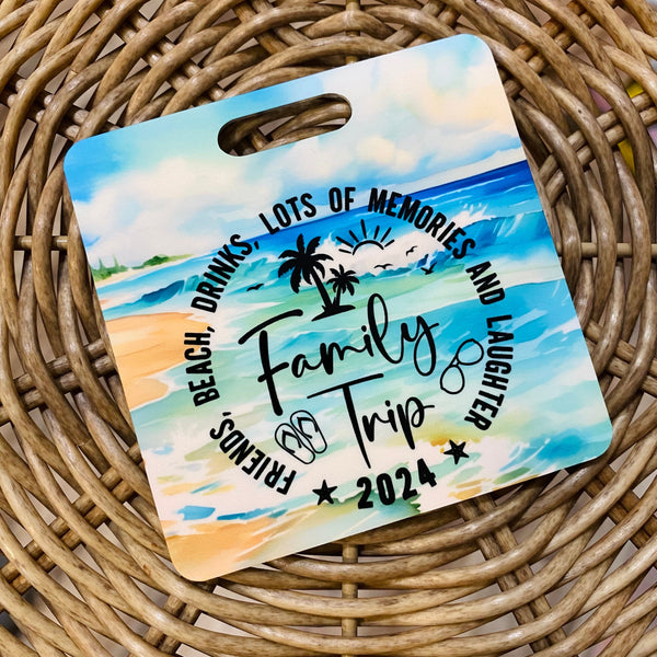 Girls Beach Trip Luggage Tag, Personalized Beach Trip Bag Tag, Family Beach Travel Accessories, Girls Luggage Tag, Beach Traveler Gift