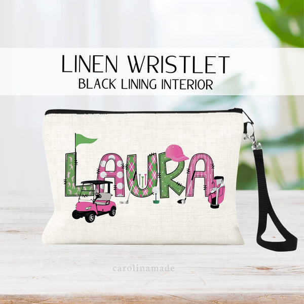 Personalized Name Golf Accessory Bag, Golf Cosmetic Bag, Custom Golf Team Wristlet, Golf Lover Gift, Golf Club, Zipper Pouch, Golf Tee Bag