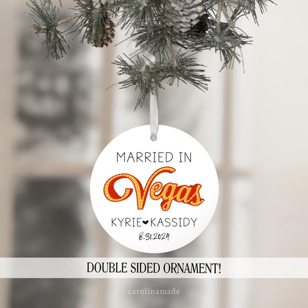 Married in Vegas Personalized Wedding Ornament