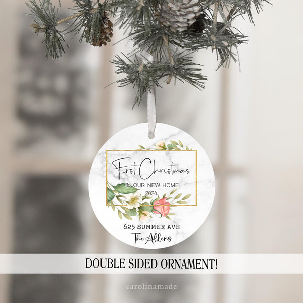New Home Ornament keepsake personalized with address and family name