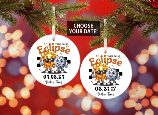 Total Solar Eclipse 2024 Ornament, Solar Eclipse Party, Eclipse 2024 Souvenir, April 8 2024, Eclipse Gift, Eclipse Ornament August 21, 20217