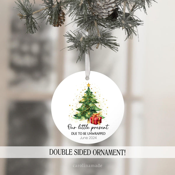Our little present due to be unwrapped soon, pregnancy announcement, expecting ornament