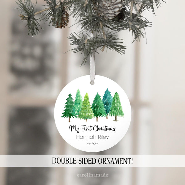 my first christmas forest trees personalized ornament