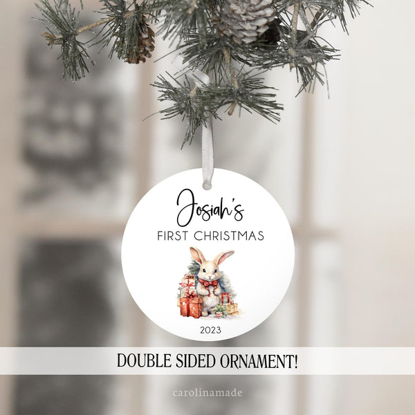 First Christmas Bunny and rabbit ornament for Child