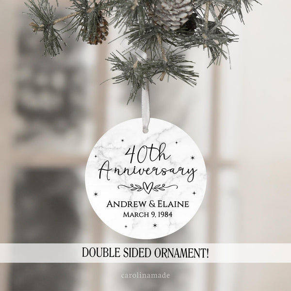 anniversary ornament personalized with names and date
