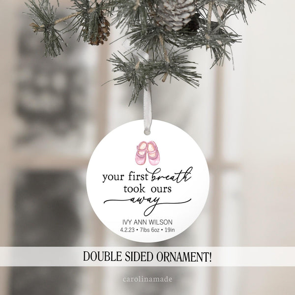your first breath took ours away personalized with childs name and birth stats