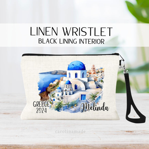 This bright vibrant Greece Bag is the perfect accessory for your next Greece Vacation! Personalize with location, date and name for your next girls trip!