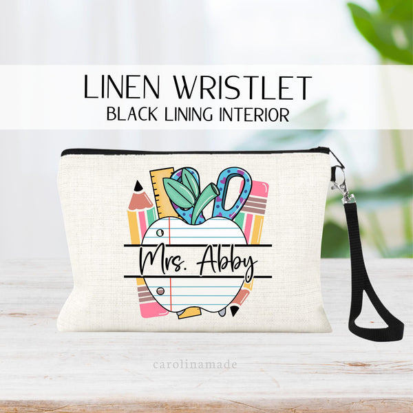 Personalized Teacher Zipper Pouch, Teacher Cosmetic Bag, Teacher Appreciation Week Gift, Teaching Gifts,  End of School Gift