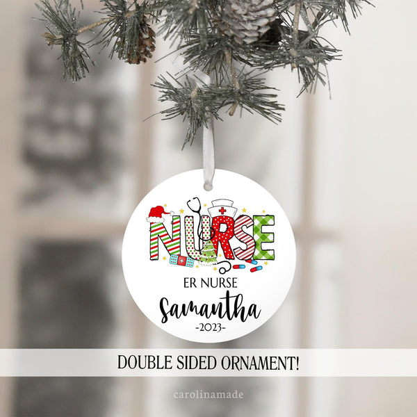 personalized nurse christmas ornament. Nursing gift, graduation gift